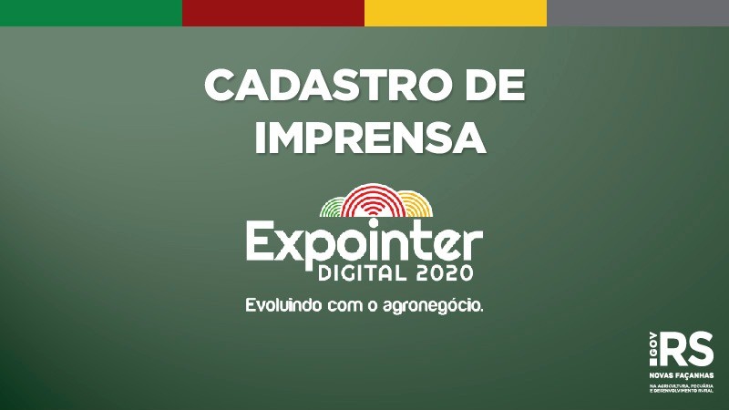 Cadastro de Imprensa Expointer Digital 2020 - Evoluindo com o agronegócio