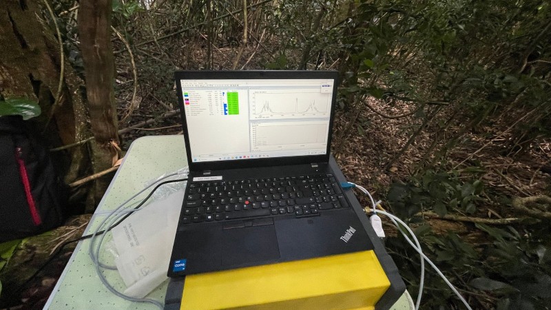 Analisador de gases de efeito estufa portátil em teste