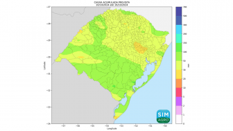 Chuva prevista (mm) de 10 a 16 de outubro de 2024