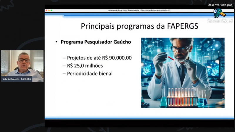 O diretor-presidente da Fapergs, Odir Dellagostin, apresentou os principais programas da instituição