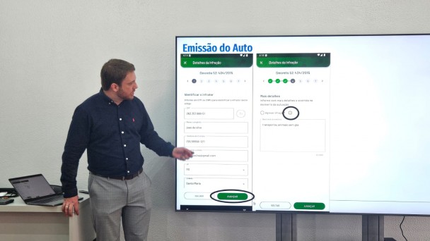 O professor Vinícius Maran explica o novo módulo de emissão de autos de infração dentro da PDSA-RS